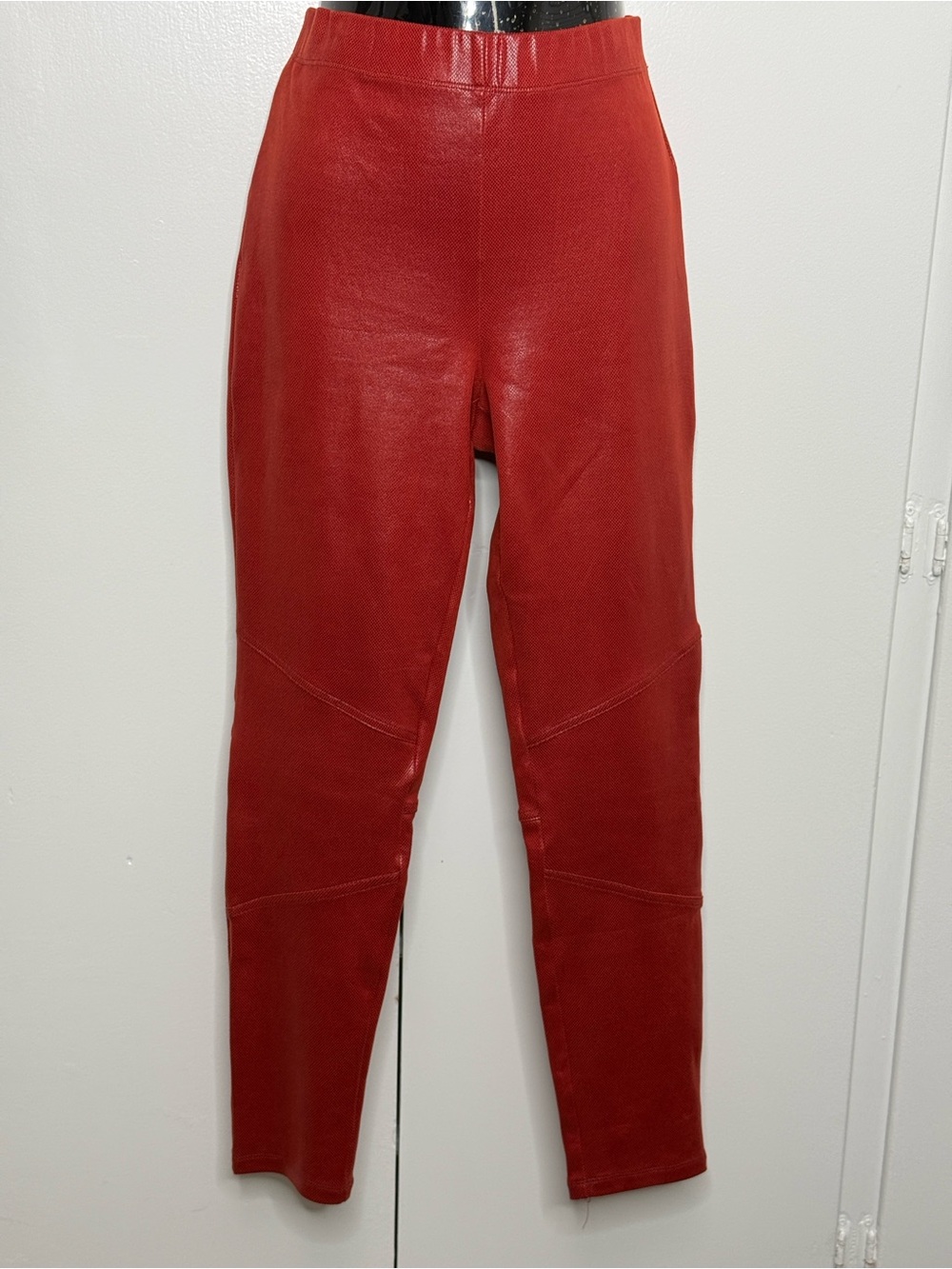 Nasty Gal Testured Red Faux Leather Women Leggings Size M
